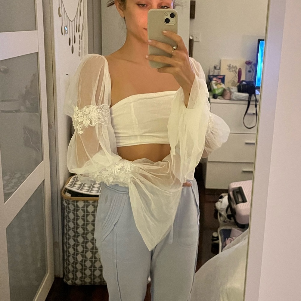Ivory bridal sleeve -detachable